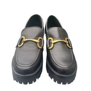 Steve Madden Women’s Arlowe/Arlo Lug Sole Leather Loafers golden metal Sz 8.5